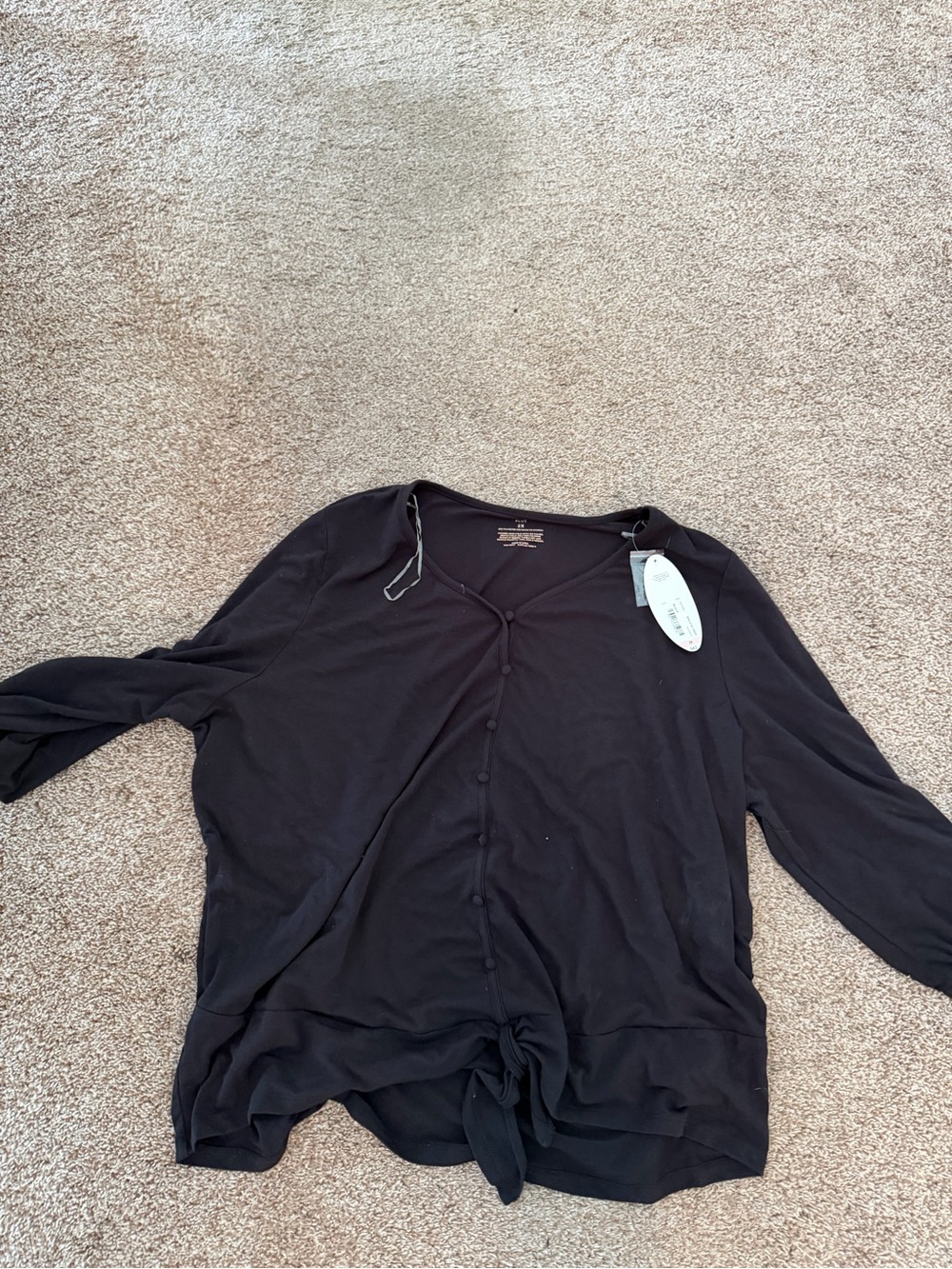 jcpenney Black Button-Front Tie Hem Women's Top